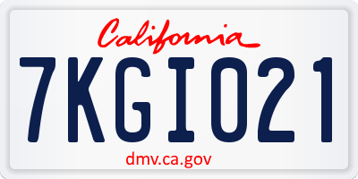 CA license plate 7KGI021