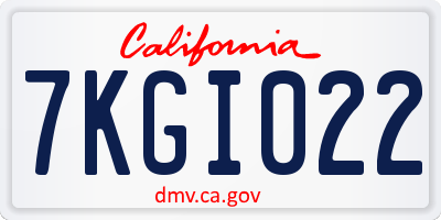 CA license plate 7KGI022