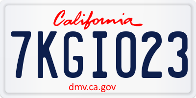 CA license plate 7KGI023
