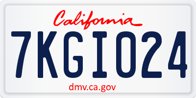 CA license plate 7KGI024