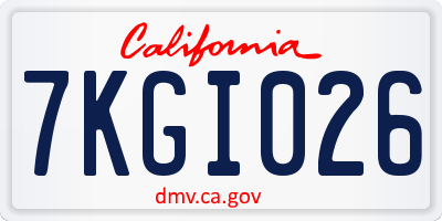 CA license plate 7KGI026