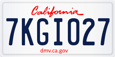 CA license plate 7KGI027