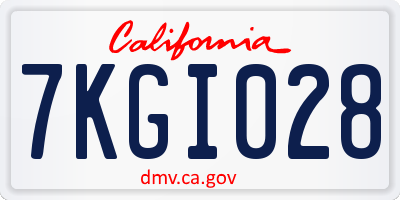 CA license plate 7KGI028