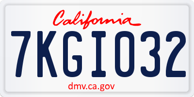 CA license plate 7KGI032
