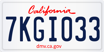 CA license plate 7KGI033