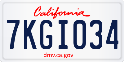 CA license plate 7KGI034