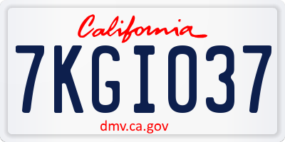 CA license plate 7KGI037