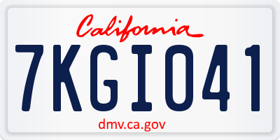 CA license plate 7KGI041