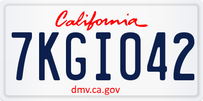 CA license plate 7KGI042