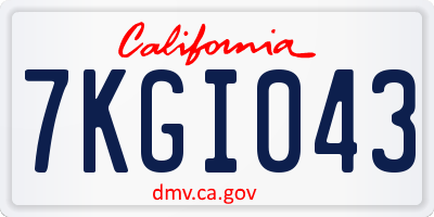 CA license plate 7KGI043