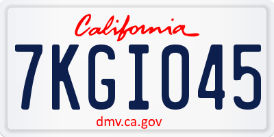 CA license plate 7KGI045