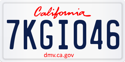 CA license plate 7KGI046