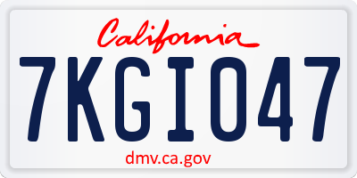 CA license plate 7KGI047