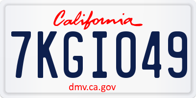 CA license plate 7KGI049