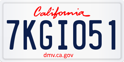 CA license plate 7KGI051