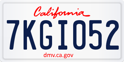 CA license plate 7KGI052