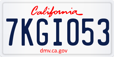CA license plate 7KGI053