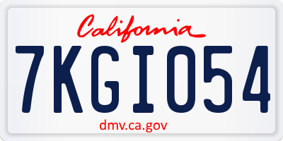CA license plate 7KGI054