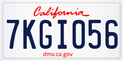 CA license plate 7KGI056