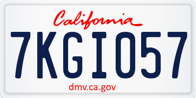 CA license plate 7KGI057