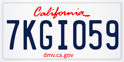 CA license plate 7KGI059