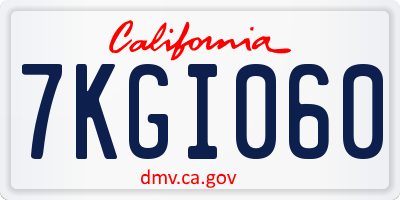 CA license plate 7KGI060