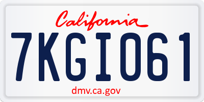 CA license plate 7KGI061