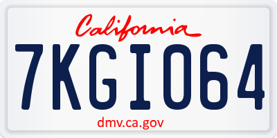 CA license plate 7KGI064