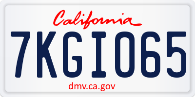 CA license plate 7KGI065