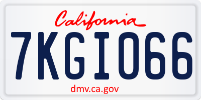 CA license plate 7KGI066