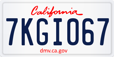 CA license plate 7KGI067