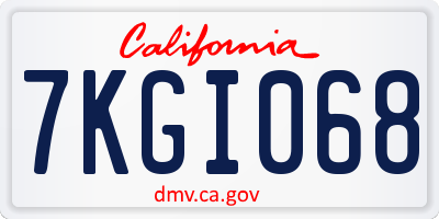 CA license plate 7KGI068