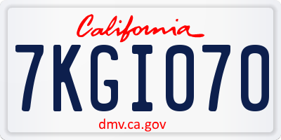 CA license plate 7KGI070