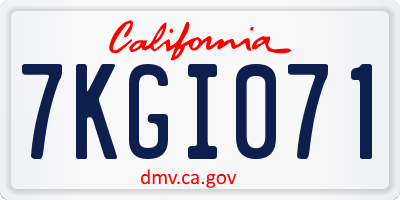 CA license plate 7KGI071