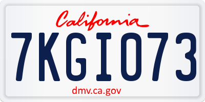 CA license plate 7KGI073