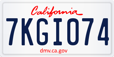 CA license plate 7KGI074