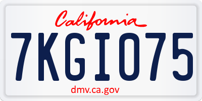CA license plate 7KGI075