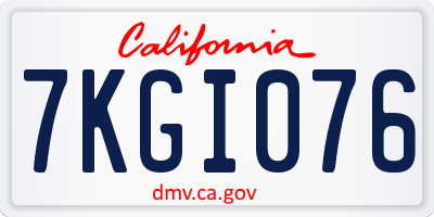 CA license plate 7KGI076