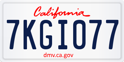 CA license plate 7KGI077