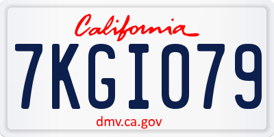 CA license plate 7KGI079