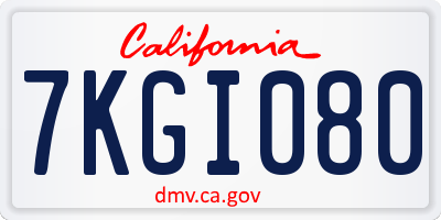 CA license plate 7KGI080