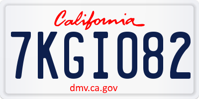 CA license plate 7KGI082