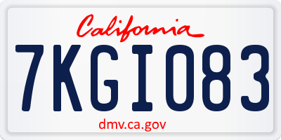 CA license plate 7KGI083