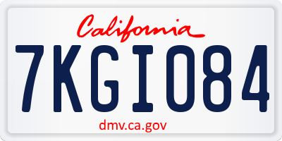CA license plate 7KGI084