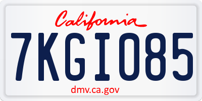 CA license plate 7KGI085