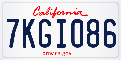 CA license plate 7KGI086