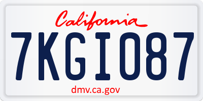 CA license plate 7KGI087
