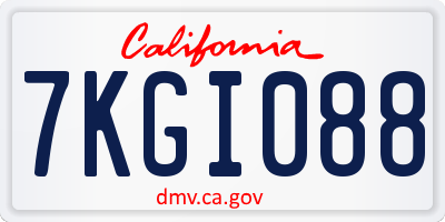 CA license plate 7KGI088