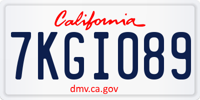CA license plate 7KGI089