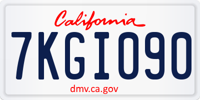 CA license plate 7KGI090